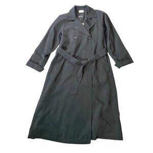 Carol Cohen Collectibles Black Double-Breasted Belted Trench Coat Large